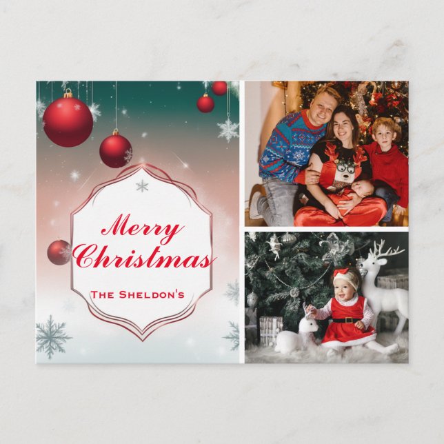 Custom Christmas Cards, Personalised Photo Holiday Postcard (Front)