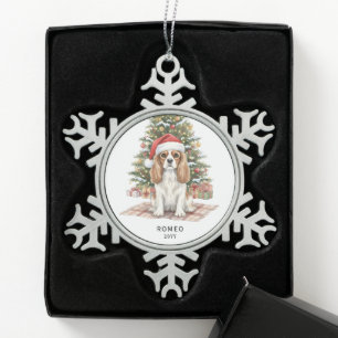 Custom Christmas Cavalier King Charles Spaniel Snowflake Pewter Christmas Ornament