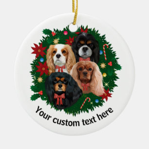 Custom Christmas Cavalier King Spaniel Ceramic Ornament