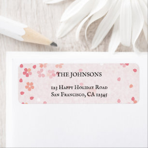 Custom Christmas Cherry Blossoms Pink Return Address Label