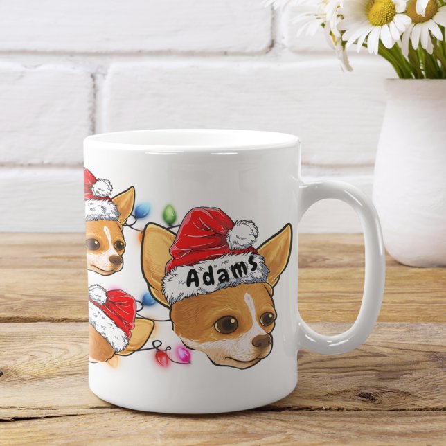 Custom Christmas Chihuahua Head Santa Hat Dog Coffee Mug (Creator Uploaded)