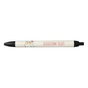 Custom Christmas Cockatiel Wearing Santa Hat Black Ink Pen