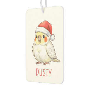 Custom Christmas Cockatiel Wearing Santa Hat Car Air Freshener