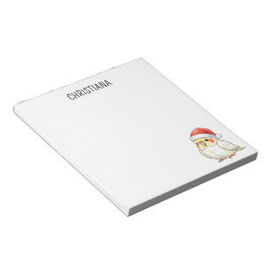 Custom Christmas Cockatiel Wearing Santa Hat Notepad
