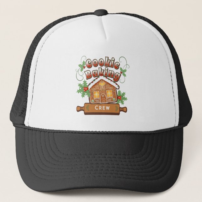 Custom Christmas Cookie Baking Gingerbread House  Trucker Hat (Front)
