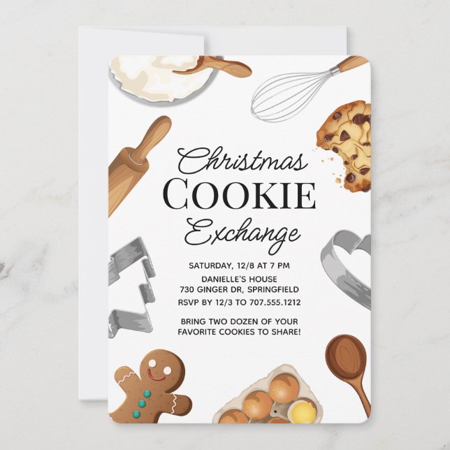 Custom Christmas Cookie Exchange Party Baking Holiday Card (Front)