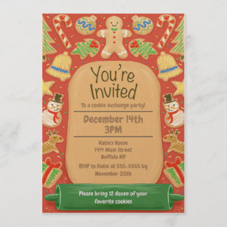 Custom Christmas Cookie Illustrated Invitation