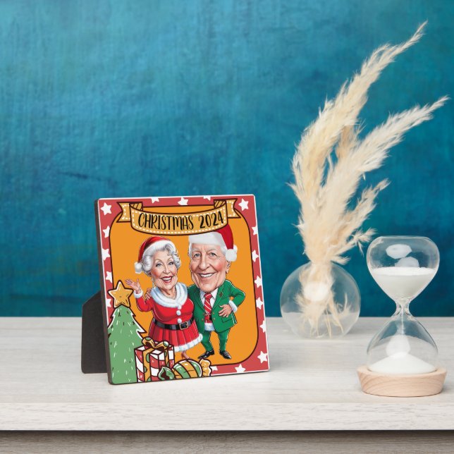 Custom Christmas couple caricature Plaque (Insitu)