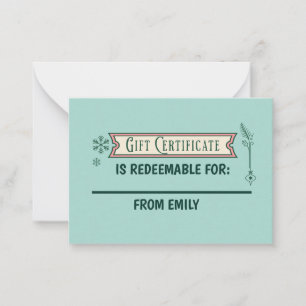 Custom Christmas Coupon Card Redeemable Gift 