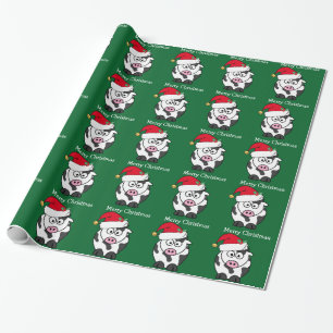 Custom Christmas Cow Green Wrapping Paper