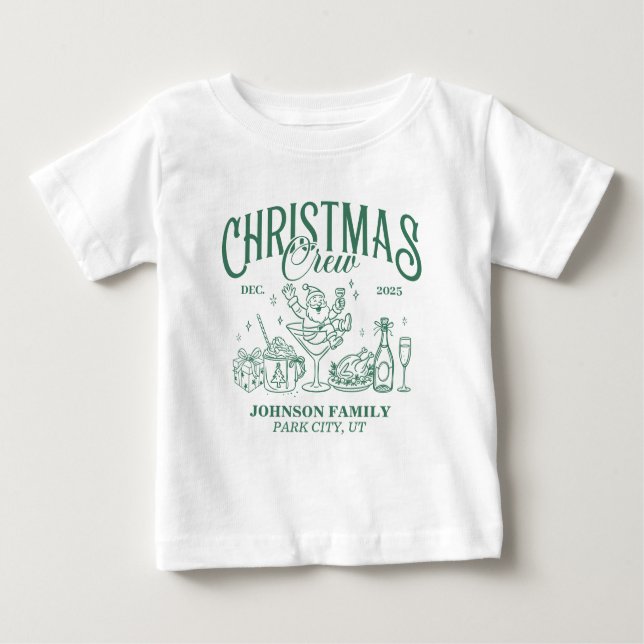 Custom Christmas Crew Matching Family Group Baby T-Shirt (Front)