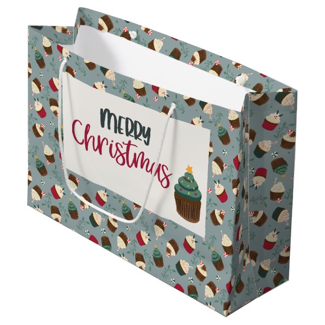 Custom Christmas Cupcakes Gift Bag (Front Angled)