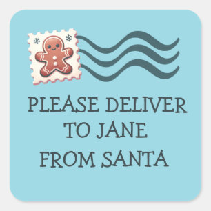 Custom Christmas Cute Gingerbread Stamp Design Square Sticker