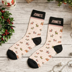 Custom Christmas Dachshund Wiener Dog Pattern Socks