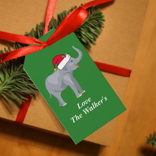 Custom Christmas Elephant Green Gift Tags (Creator Uploaded)