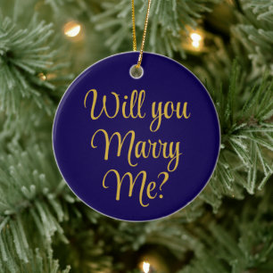 Custom Christmas Engagement Will you marry me  Ceramic Ornament