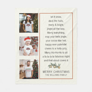 Custom Christmas Family Photo Collage Sayings Fleece Blanket