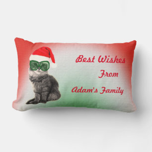 Custom Christmas Fashionable Santa Cat Lumbar Cushion