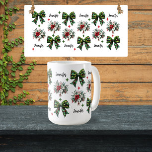 Custom Christmas Floral Coquette Mug for Women