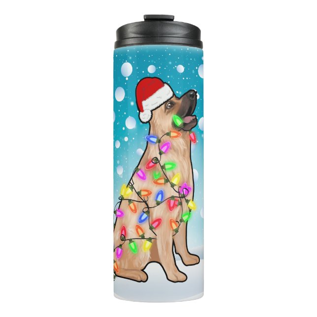 Custom Christmas German Shepherd Head Santa Hat Thermal Tumbler (Front)