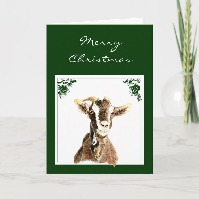 Custom Christmas Get your Goat, Humour Holiday Card (Front)