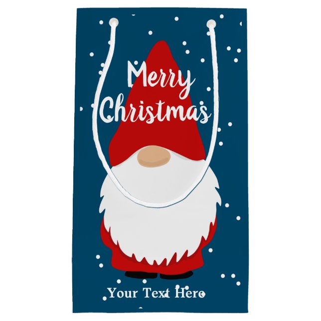 Custom Christmas gift bags with cute winter gnome (Front)