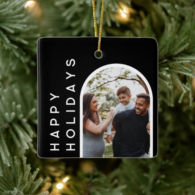 Custom Christmas Gift | Family Photo Ceramic Ornament (Tree)