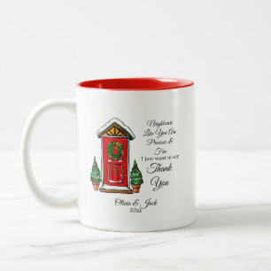 custom Christmas gift for neighbours - neighbours  Two-Tone Coffee Mug