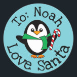 Custom Christmas Gift From Santa Sticker Penguin<br><div class="desc">Custom Christmas Gift From Santa Sticker Label Penguin</div>