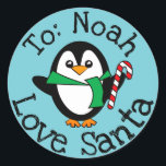 Custom Christmas Gift From Santa Sticker Penguin<br><div class="desc">Custom Christmas Gift From Santa Sticker Label Penguin</div>