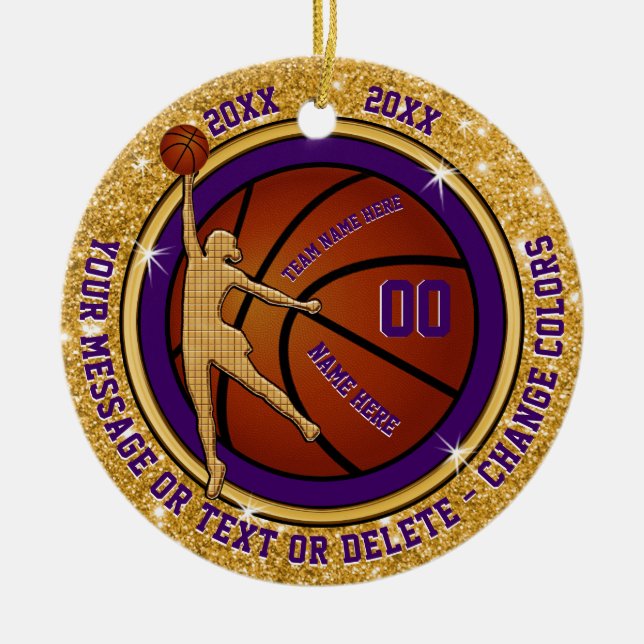 Custom Christmas Gifts for Girls Basketball Team Ceramic Ornament (Front)
