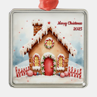Custom Christmas Gingerbread House First House Metal Ornament