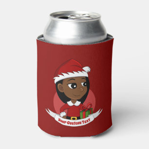 Custom christmas girl cartoon can cooler