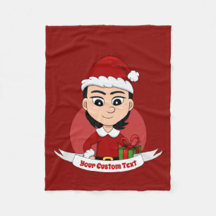 Custom christmas girl cartoon fleece blanket