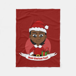 Custom christmas girl cartoon fleece blanket