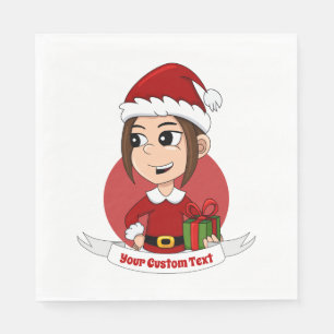 Custom christmas girl cartoon napkins