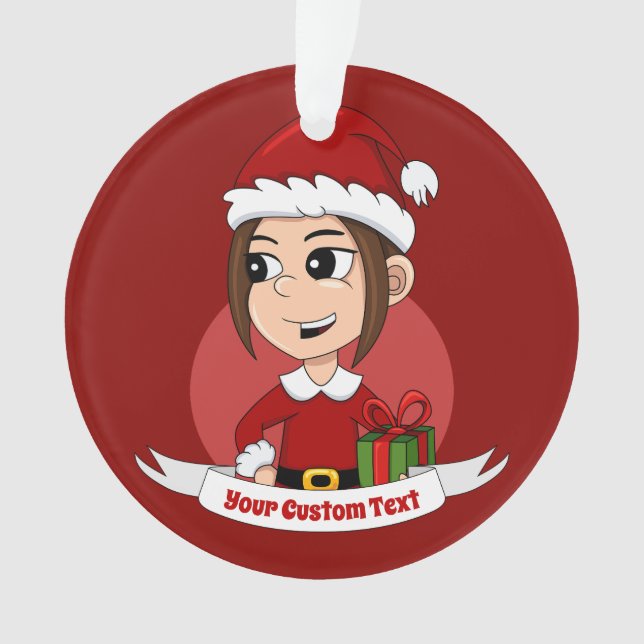 Custom christmas girl cartoon ornament (Front)