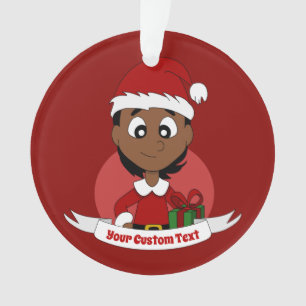 Custom christmas girl cartoon ornament