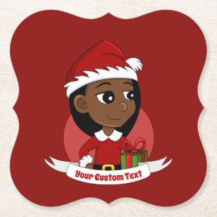 Custom christmas girl cartoon paper coaster