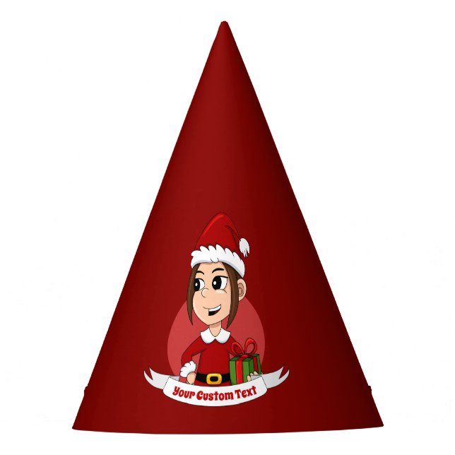 Custom christmas girl cartoon party hat (Front)