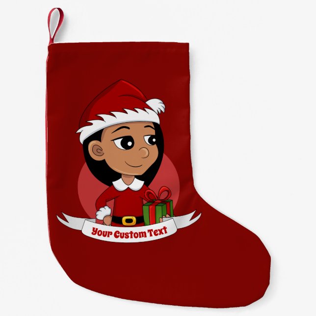 Custom christmas girl cartoon small christmas stoc small christmas stocking (Front)