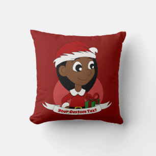 Custom christmas girl cartoon throw pillow