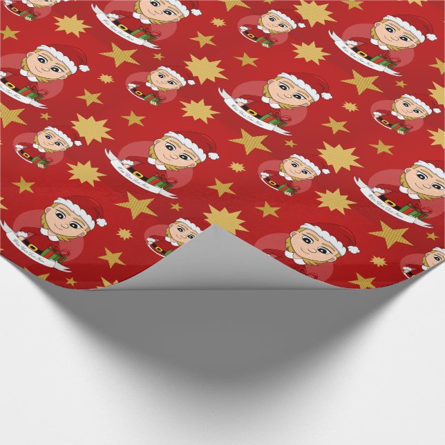 Custom christmas girl cartoon wrapping paper (Corner)