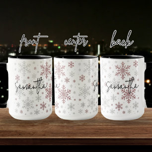 Custom Christmas Glitter Snowflake Mug for Women