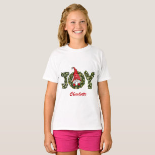 Custom Christmas Gnome Joy Red Green White T-Shirt