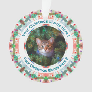 Custom Christmas Green Pink Family Photo Gift Ornament