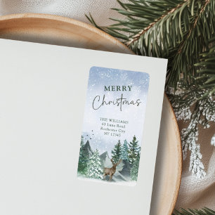 Custom Christmas Green Watercolor Return address  Label