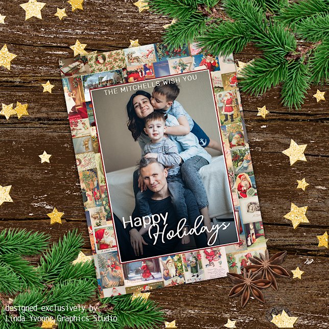 Custom Christmas Greetings Pattern Holiday Card (Creator Uploaded)