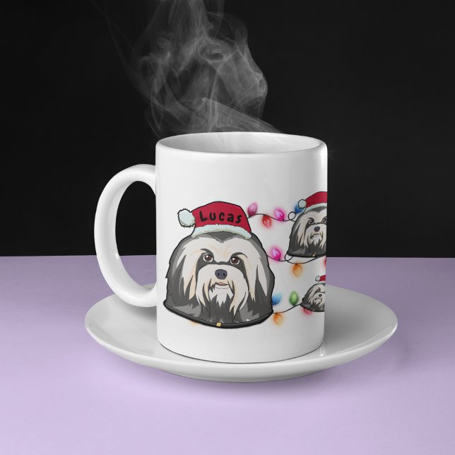 Custom Christmas Havanese Head Santa Hat Dog Coffee Mug (Creator Uploaded)