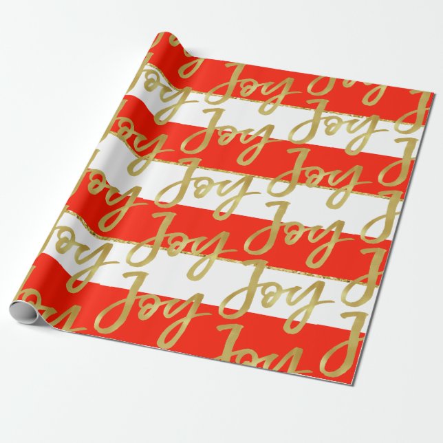 Custom Christmas Holiday Greeting Joy. Wrapping Paper (Unrolled)